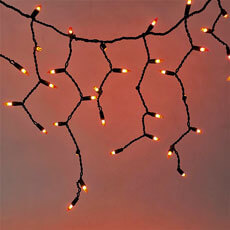 Orange Icicle Light Set - White Wire - 100 Lights 