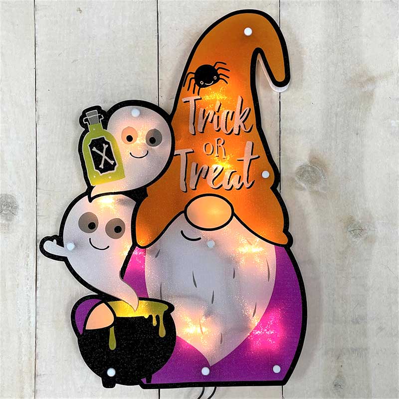 Halloween Trick or Treat Gnome Shimmer Window Décor PD-154178
