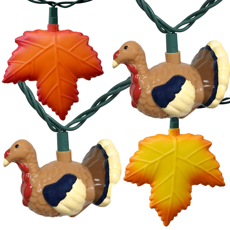 Thanksgiving Turkey & Fall Leaf Party String Lights - Jazzy Jake / Leaf Kit HB-1665-74