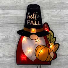 Hello Fall Gnome Shimmer Window Decor PD-171233