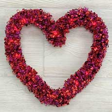 Curly Tinsel Heart Wreath w/ Micro Lights - 13" x 13" BS-43200