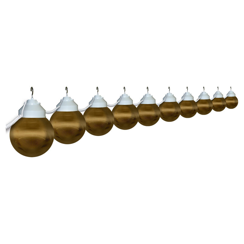 Bronze String Light Set White Housing 10 Prismatic Globes Bronze Prismatic Globe String Lights