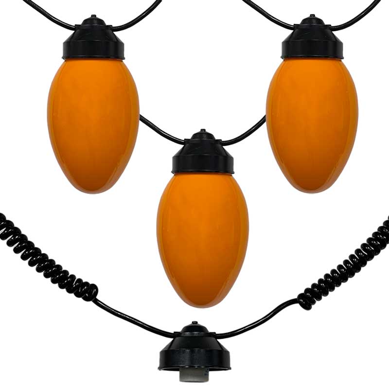 10 Super Size C9 Orange Holiday String Light Set Black Housing