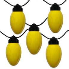 Yellow Holiday 10 Globe String Lights - Black Wire