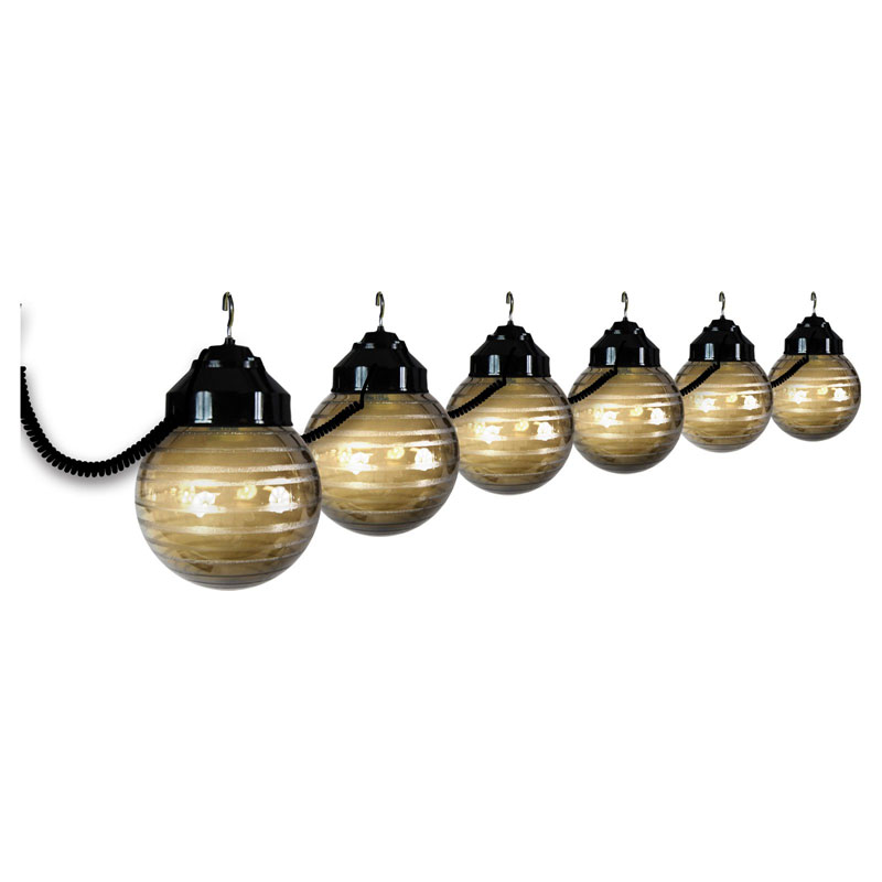 Black Six Globe String Light Set - Stripped Bronze
