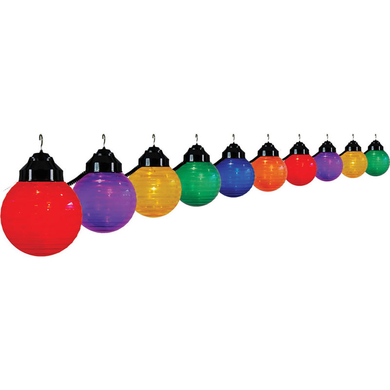 10 Globe Multi Color Fesitval String Lights Black Housing