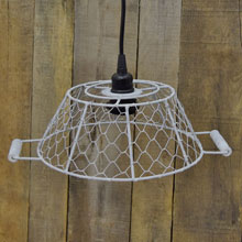 Small Cream Basket Wire Lamp Shade w/ Black Socket