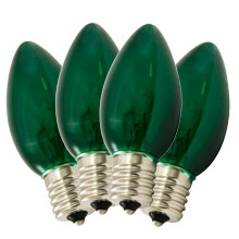 Replacement C9 Stringlight Bulbs - 4 Pack - Transparent Green