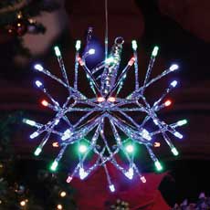 10" Silver Wrapped Multi Color Hanging Twig Snowflake Ornament Light Copy 813405