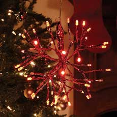 10" Red Hanging Twig Snowflake Ornament Light Copy 819869