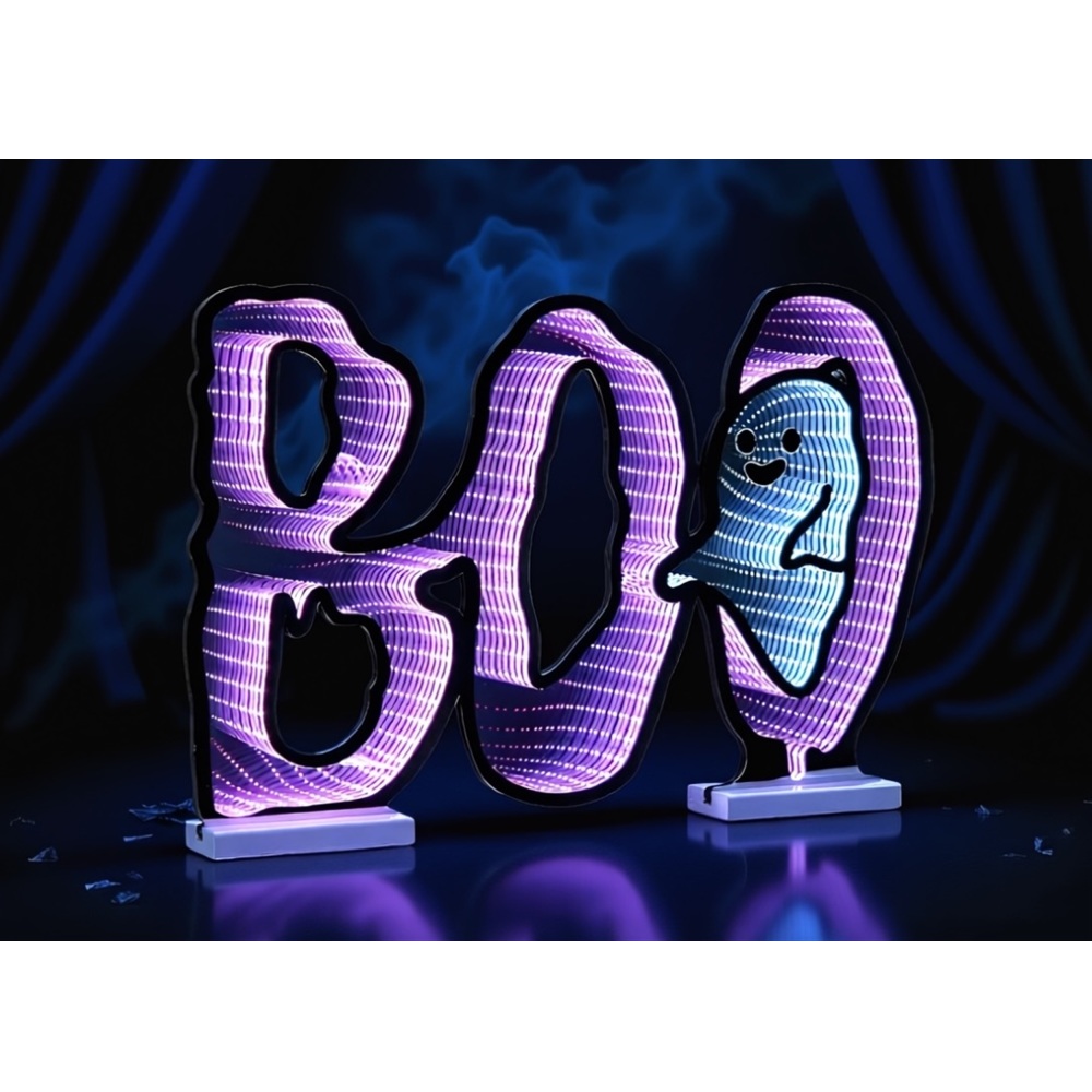 EKKOLIGHT® Boo Ghost LED Infinity Light Display with UL Plug - 23.5" Halloween Acrylic Decoration 53567DS