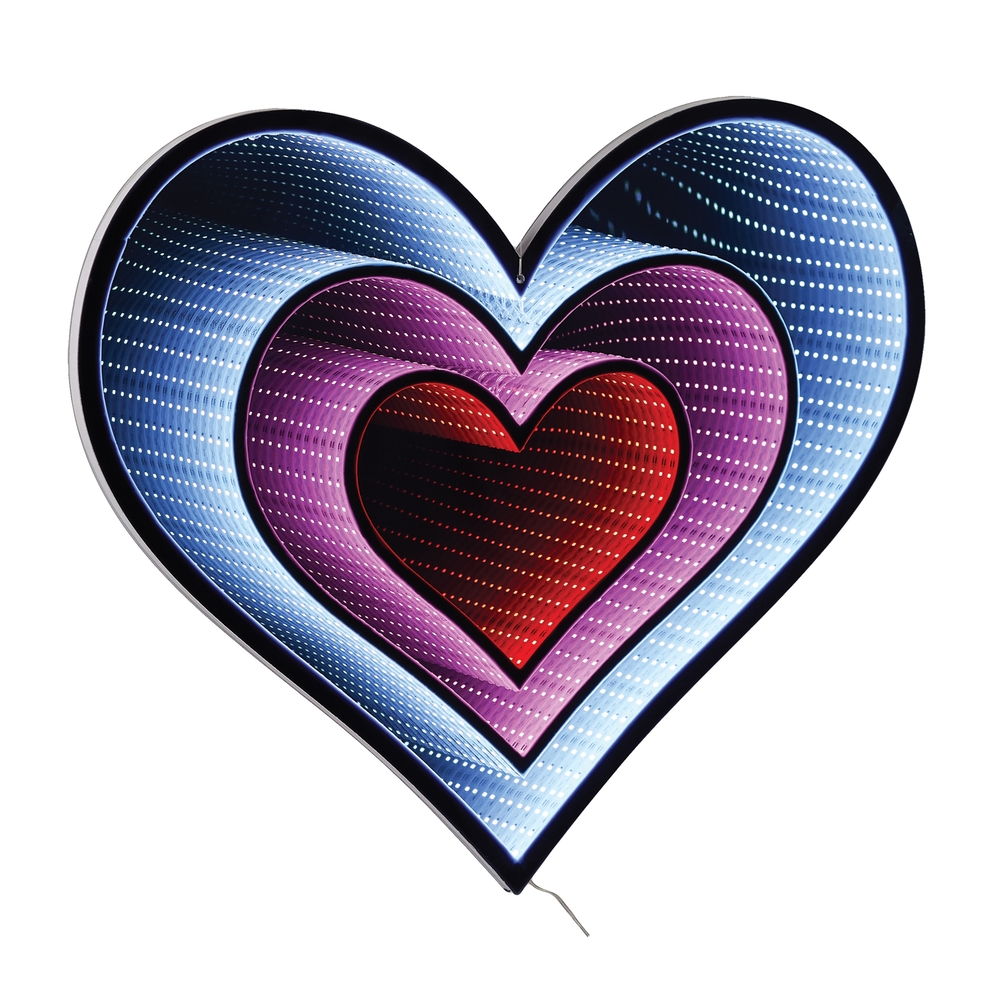 EKKOLIGHT® Triple Hanging Heart LED Infinity Light Display with UL Plug - 23.55" Acrylic Valentine Decoration 92897DS
