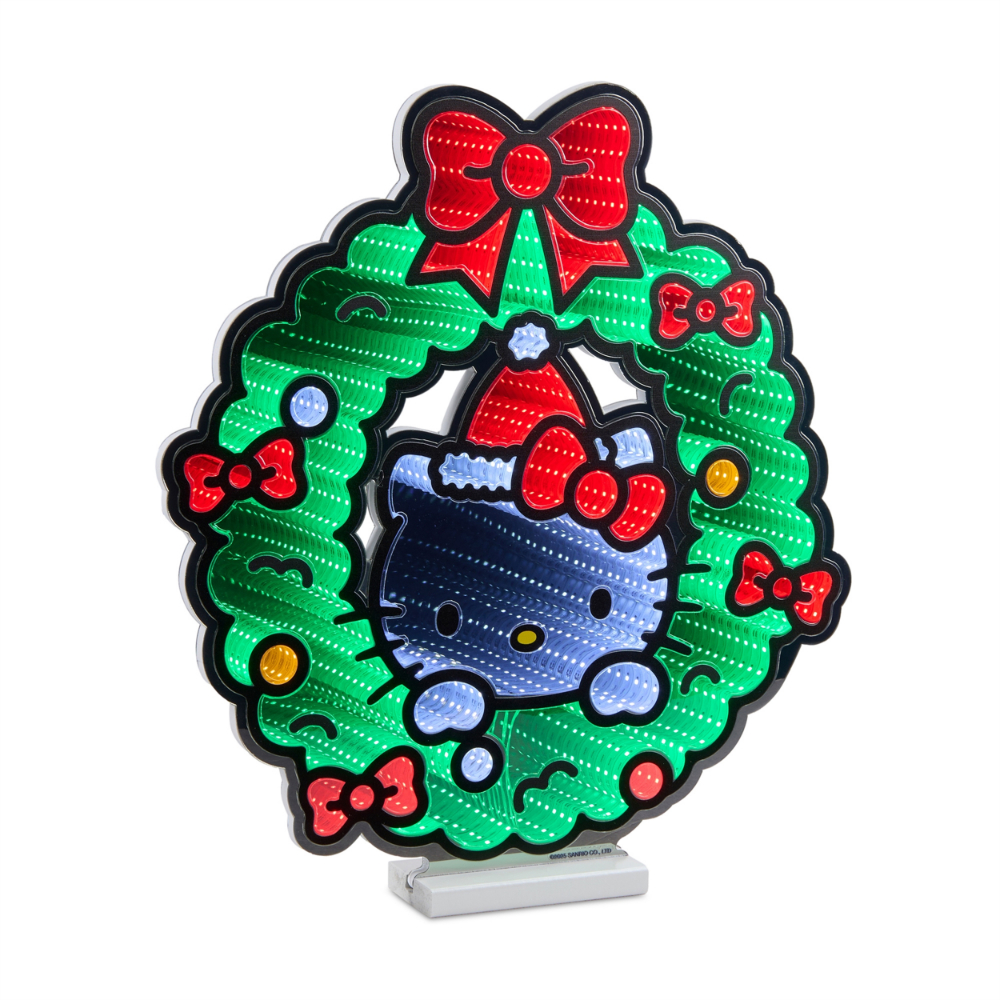 EKKOLIGHT® Hello Kitty Wreath LED Infinity Light Display with UL Plug - 20" Acrylic Christmas Decoration 99004DS