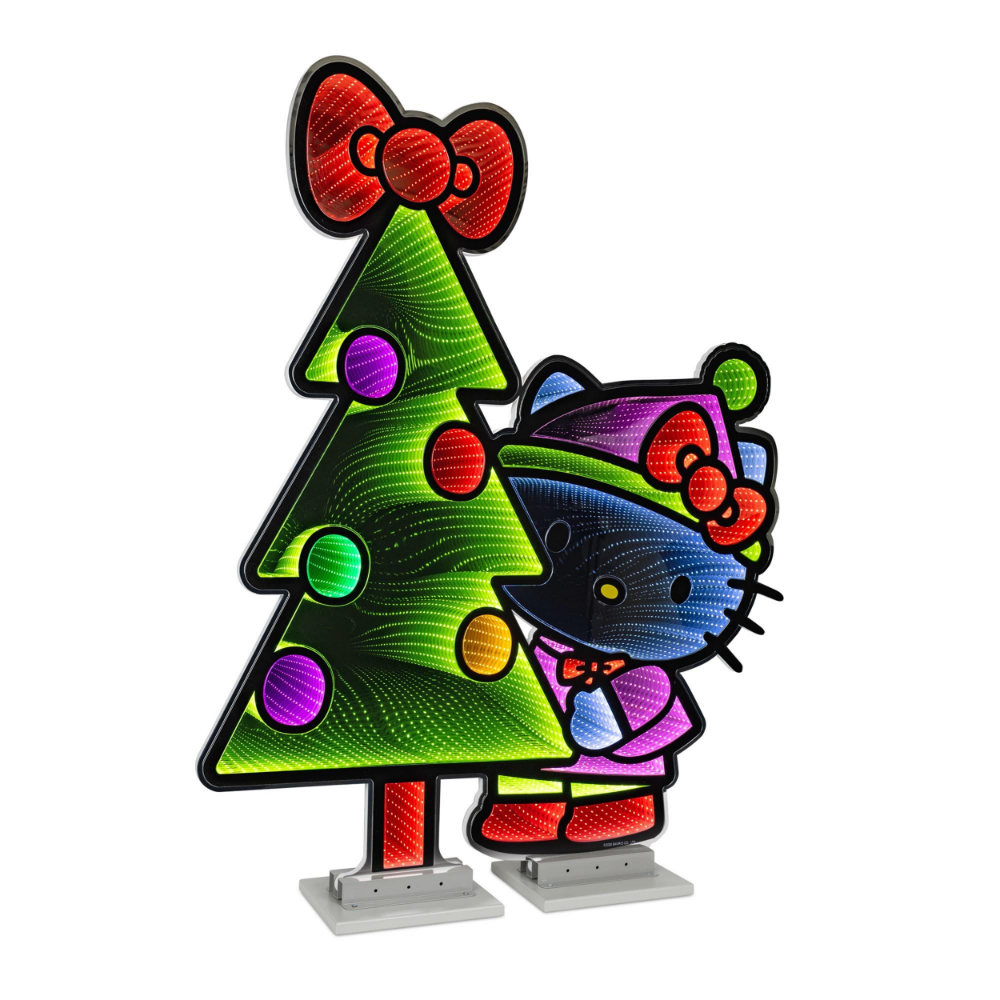 EKKOLIGHT® Hello Kitty with Christmas Tree LED Infinity Light Display with UL Plug - 47" Acrylic Christmas Decoration 99006DS