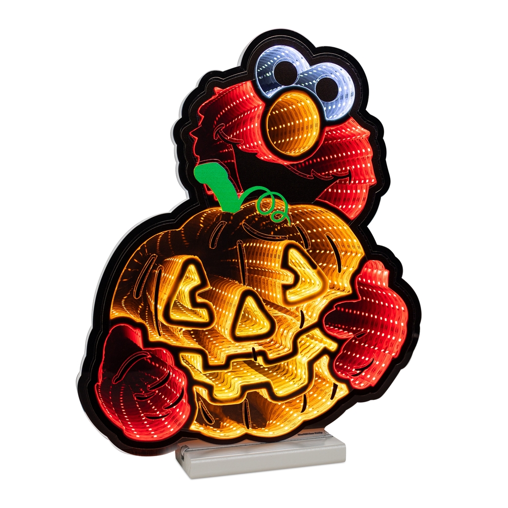 EKKOLIGHT® Elmo with Pumpkin LED Infinity Light - 16" Acrylic Plug-In Sesame Street Halloween Decor 99151DS