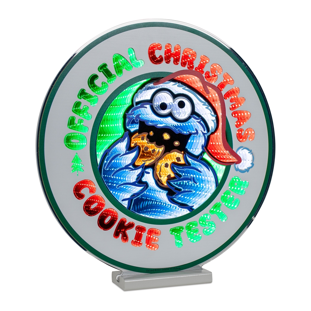 EKKOLIGHT® Sesame Street Official Christmas Cookie Tester 16" LED Infinity Light Acrylic Plug-In Sign 99158DS