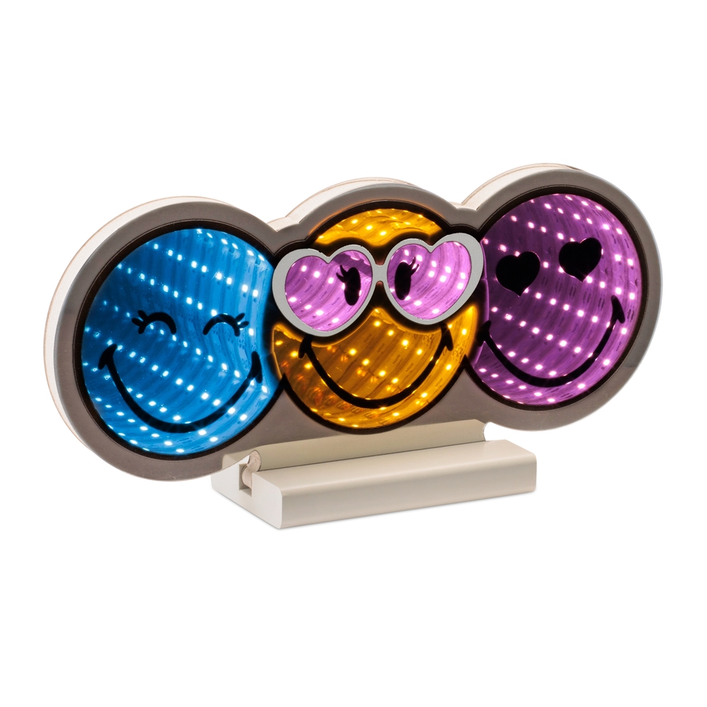 EKKOLIGHT® SmileyWorld® Trio Smiley 11.5" x 6" LED Infinity Light Acrylic Plug-In Decor 99214DS