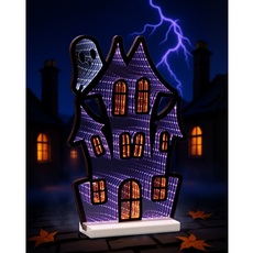 Haunted House w/Ghost Ekkolight LED Halloween Decoration 16"H Acrylic UL Plug - 0.22 Cube.ft 53549DS