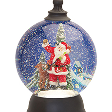 Santa in Sleigh Snow Globe 9.25"H Acrylic 6 Hr Timer 3 AA Batteries, Not Included MR-81293DS