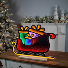 Santa's Sleigh Ekkolight LED Christmas Decoration 24.5"L Acrylic UL Plug - 0.55 Cube.ft 95916DS