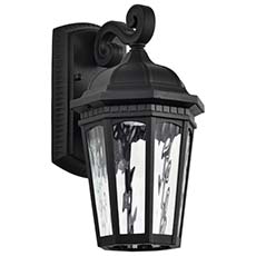 Satco East River Collection 1-Light Smart LED Outdoor Small Wall Fixture - Starfish RGBTW, CCT Selectable, Matte Black, Clear Water Glass 62-5945