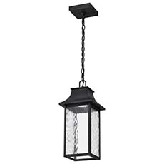 Satco Austen Collection 1-Light Smart LED Outdoor Hanging Fixture - Starfish RGBTW, CCT Selectable, Matte Black, Clear Water Glass 62-5996
