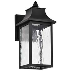 Satco Austen Collection 1-Light Smart LED Outdoor Small Wall Fixture - Starfish RGBTW, CCT Selectable, Matte Black, Clear Water Glass 62-5997