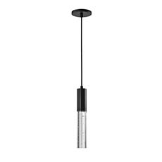 Satco Lacey 2" Smart LED Mini Pendant - Starfish Enabled, RGB & Tunable White, Matte Black with K9 Bubble Crystal 62-6001