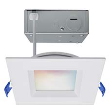Satco Starfish 4" Smart LED Direct Wire Regressed Baffle Downlight - 9W, RGB & Tunable White, 90 CRI, 120V, White Finish, Square S11565