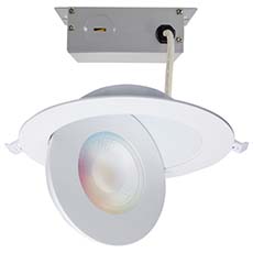 Satco Starfish 6" Smart LED Gimbaled Downlight - 15W, RGB & Tunable White, 1200 Lumens, 120-277V, White Finish S11295