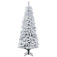 Flocked Pacific Pencil Artificial Christmas Tree with Warm White LED Lights - 6.5' VM-A100366LED