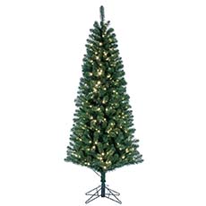 Salem Pencil Pine Artificial Christmas Tree, 300 Warm White LED Dura-lit Lights - 6.5' VM-A103066LED