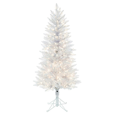 Sparkle White Spruce Pencil Artificial Christmas Tree, Warm White LED Lights - 5' VM-A104051LED