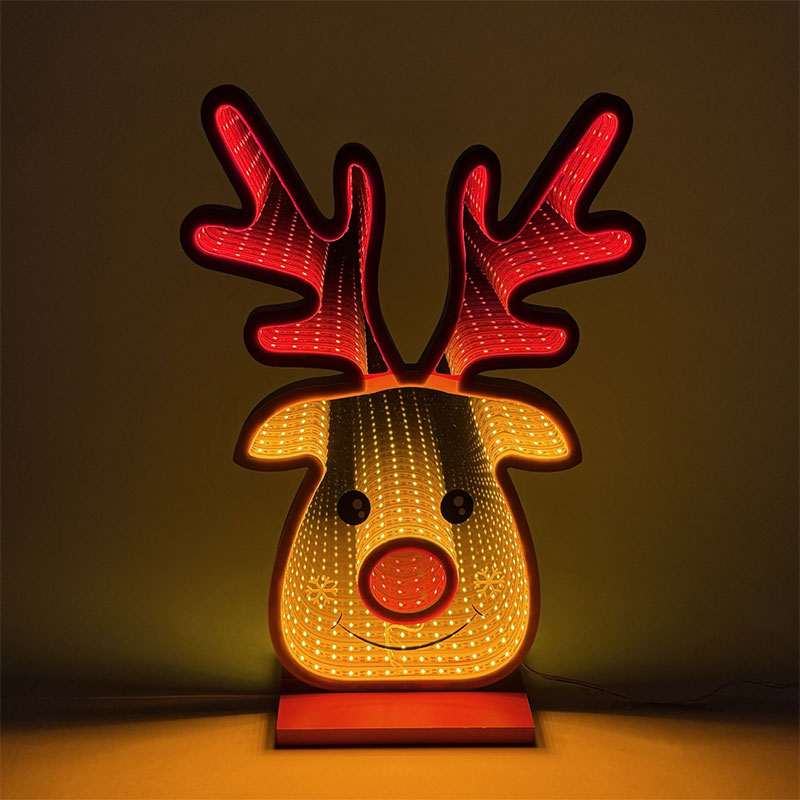 12" Reindeer LED Infinity Light with Red Antlers – Double-Sided Christmas Decoration GC2862730