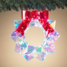 21.8" Lighted Hanging Holographic Holiday Wreath GC2799580