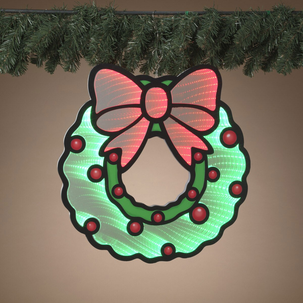 18.3" LED Christmas Wreath Infinity Mirror Light – Double-Sided – Indoor/Outdoor GC2863760