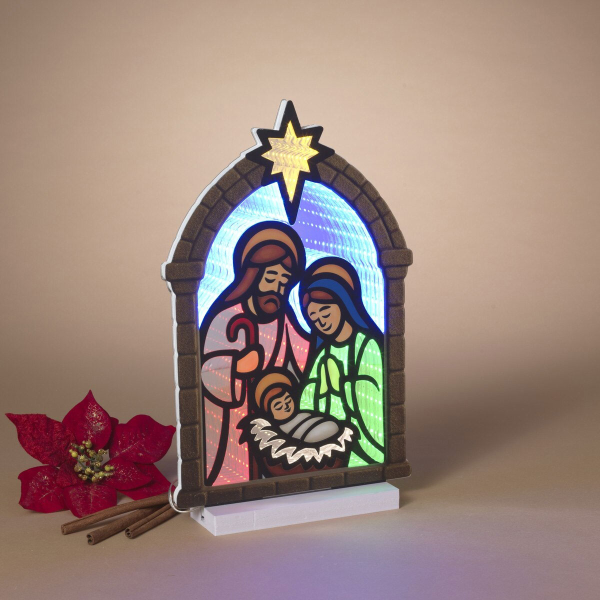 16" LED Nativity Scene Infinity Mirror Light – USB Powered – Base Included GC2863840