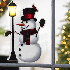 LED Snowman Window Cling - Warm White LED Light - 9.84" GC2666000