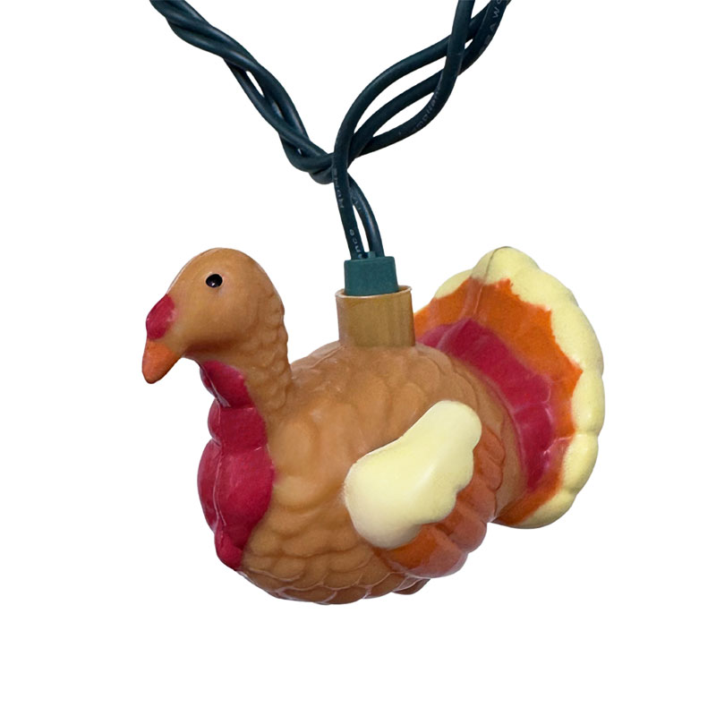 LED Thanksgiving Turkey String Lights – Rustic Roy Gobbler - 10 Lights - 12' Length HB-1666LED