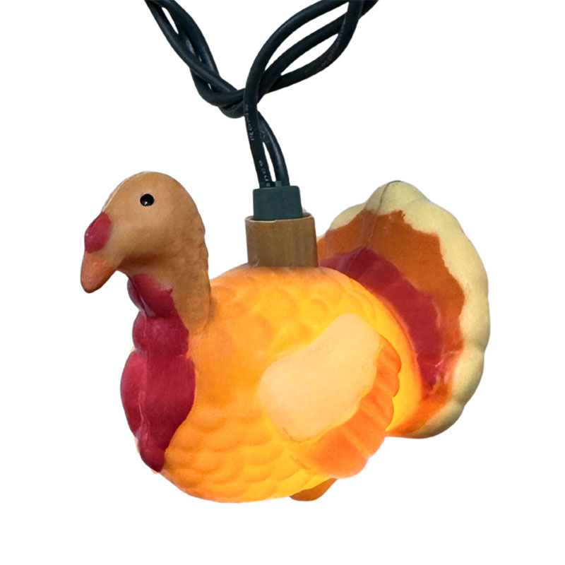 LED Thanksgiving Turkey String Lights – Rustic Roy Gobbler - 10 Lights - 12' Length HB-1666LED