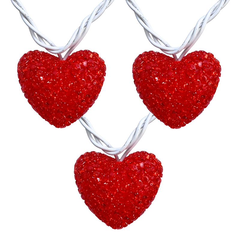 LED Valentine's Day Heart String Lights – 10 Lights – 10' Length HB-1671LED