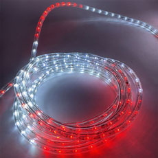 Red & Pure White LED Rope Light Spool – 150' Commercial Grade Indoor/Outdoor Rope Lighting RL-CWRD150