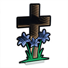 Cross w/ Lillies LED Infinity Light - 24"